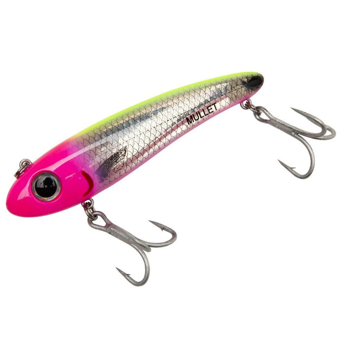 Bomber Lures Mullet 3-1/2" 5/8 Oz Silver Flash Pink Head Chartreuse