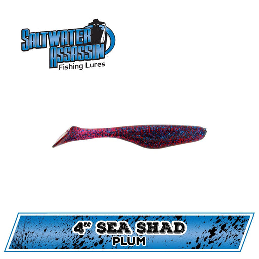 Bass Assassin Saltwater Shad 4" Plum Qty 10 - FishAndSave