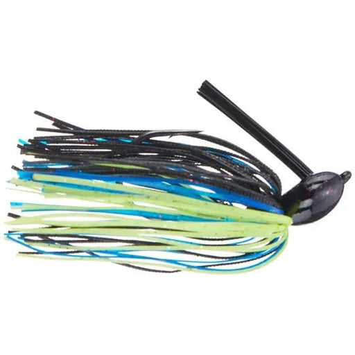 Berkley PowerBait Scented Silicone Skirt Flipping Jig 3/8 Oz Black/Blue/Chartreuse - FishAndSave