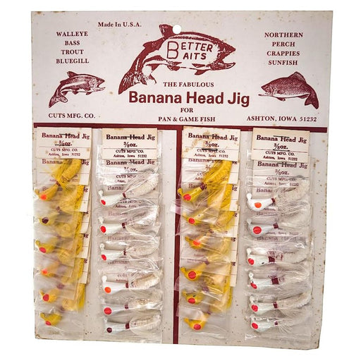 Better Baits Banana Head Jigs Card Of 24 Yellow/White - FishAndSave