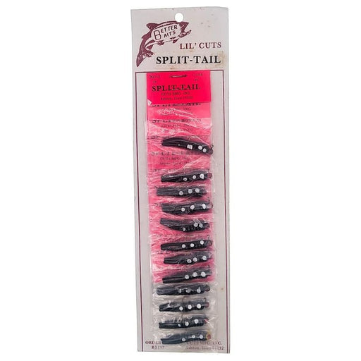 Better Baits Lil' Cuts Split Tail 1/32 Oz Card Of 12 Black/White Dots - FishAndSave