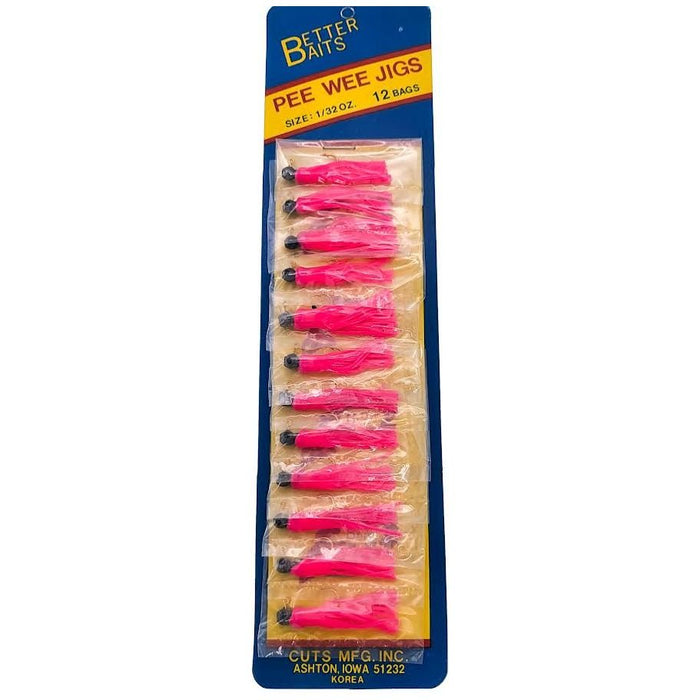 Better Baits Skirted Pee Wee Jig 1/32 Oz Card of 12 - FishAndSave