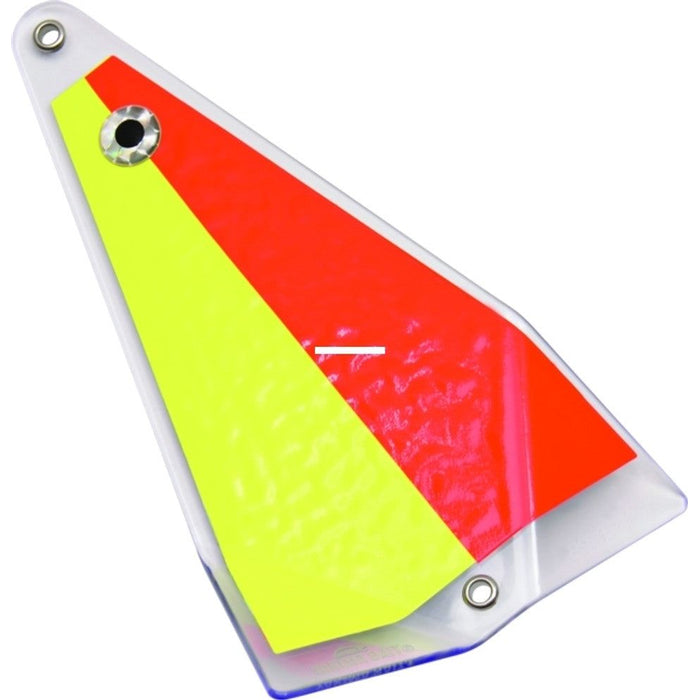 Big Als Small Fish Flash In - Line Flasher 6" Vinyl Chartreuse/Vinyl Oranger Chrome Killer - FishAndSave