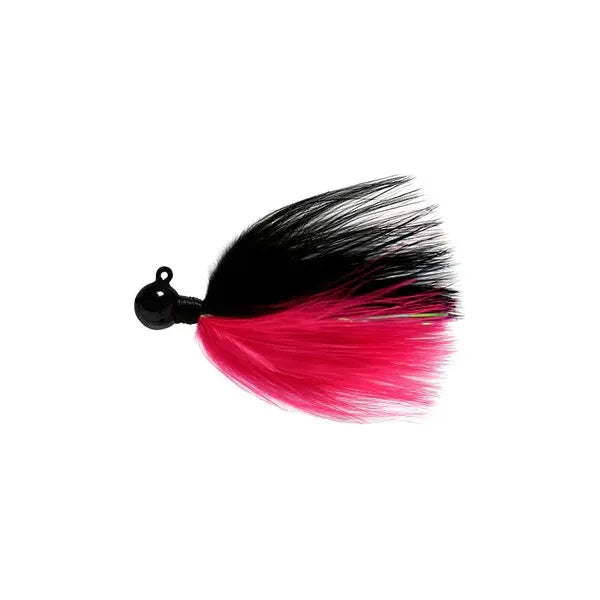 Hawken Fire Flies Marabou Flash Jig 1/4 Oz Black & Pink with Red Micro Light Stick - FishAndSave