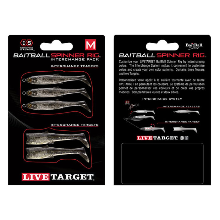 LiveTarget BaitBall Spinner Rig Interchange Pack Medium Smoke/Silver - FishAndSave