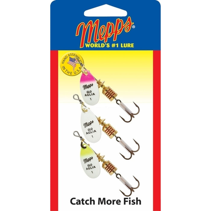 Mepps Aglia Glow Series Spinner #1 Qty 3 Assorted - FishAndSave