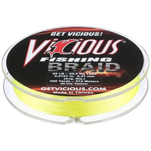 Vicious Fishing Braid 65Lb 300 Yds Hi - Vis Yellow - FishAndSave