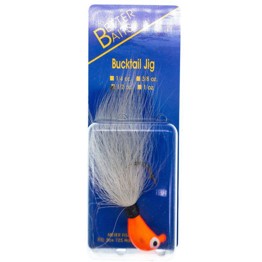 Better Baits Bucktail Jig 1/2 oz Orange/White - FishAndSave